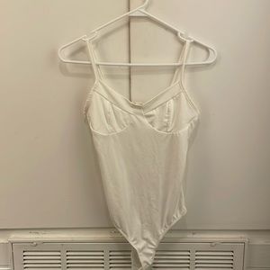 Corset style top cream bodysuit